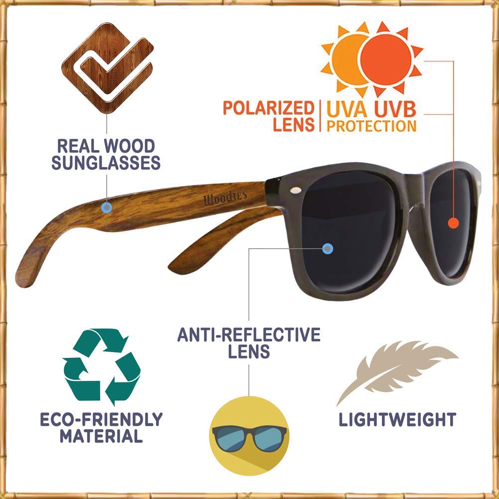 Woodies Walnut Wood Sunglasses with Dark Polarized Lens