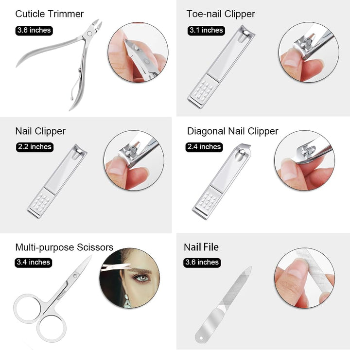 Manicure, Pedicure Kit, Nail Clippers Set of 12Pcs, Professional Grooming Kit, Nail Tools with Luxurious Travel Case