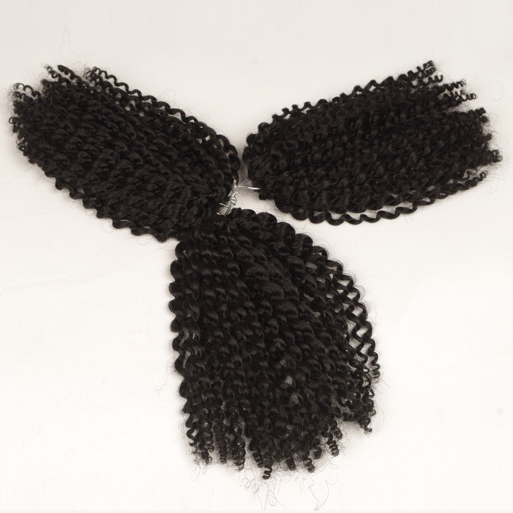 3pcs/pack Marley bob Kinky Curl 8 Inch Afro Kinky Twist Hair Soft Synthetic Crochet Braiding Hair Extention (1B)