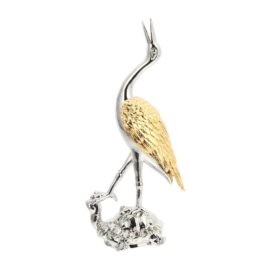 Cast Iron Crane Bird Statues Standing Metal Patina Heron Bird Iron Art Table Figurine Home Table Desk Office Christmas Decor