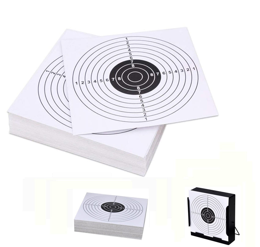 100 Pack - Air Shot Paper Targets - 5.5 by 5.5 - Fits Gamo Cone Traps and Metal Box BB Catcher Target Holder Pellet Trap for Air Rifle/Airsoft Pistol (White)