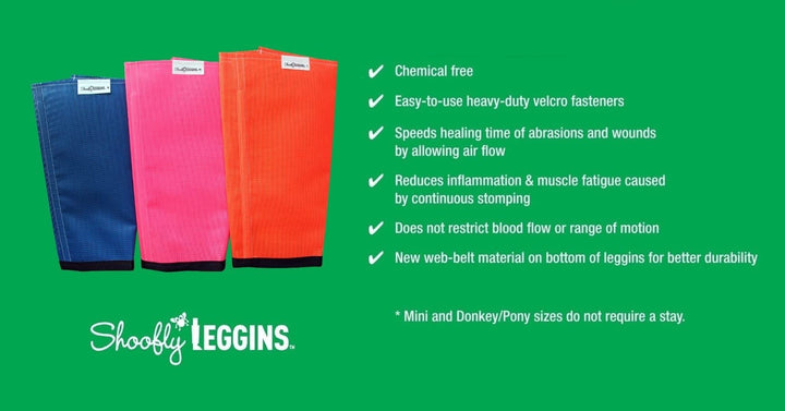 SHOOFLY Horse Leggins, Prevent Paintful Fly Bites, Reduces Stress & Stomping, Chemical-Free Plastic Mesh Material (Orange/Medium)