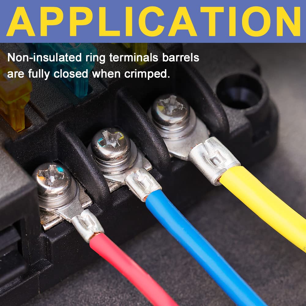 330PCS Non-Insulated Wire Connectors Kit,Brazed Seam Fork Ring Terminals of Tinned Red Copper,AWG 22-10 Electrical Wire Crimp Connectors