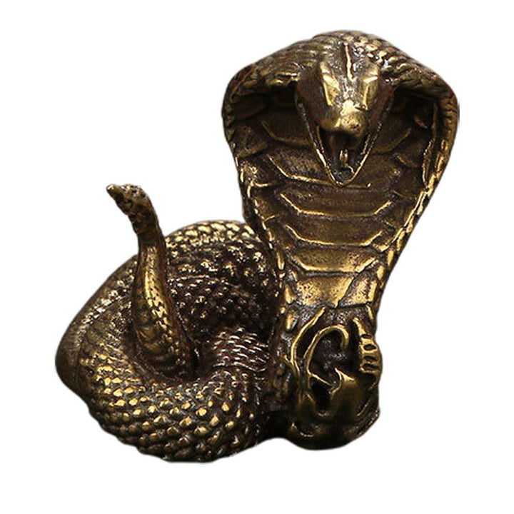 Brass Cobra Snake Statue, Chinese Zodiac Snake Figurine Cobra Sculpture Desktop Adornment Home Decor Collectible 1Pc