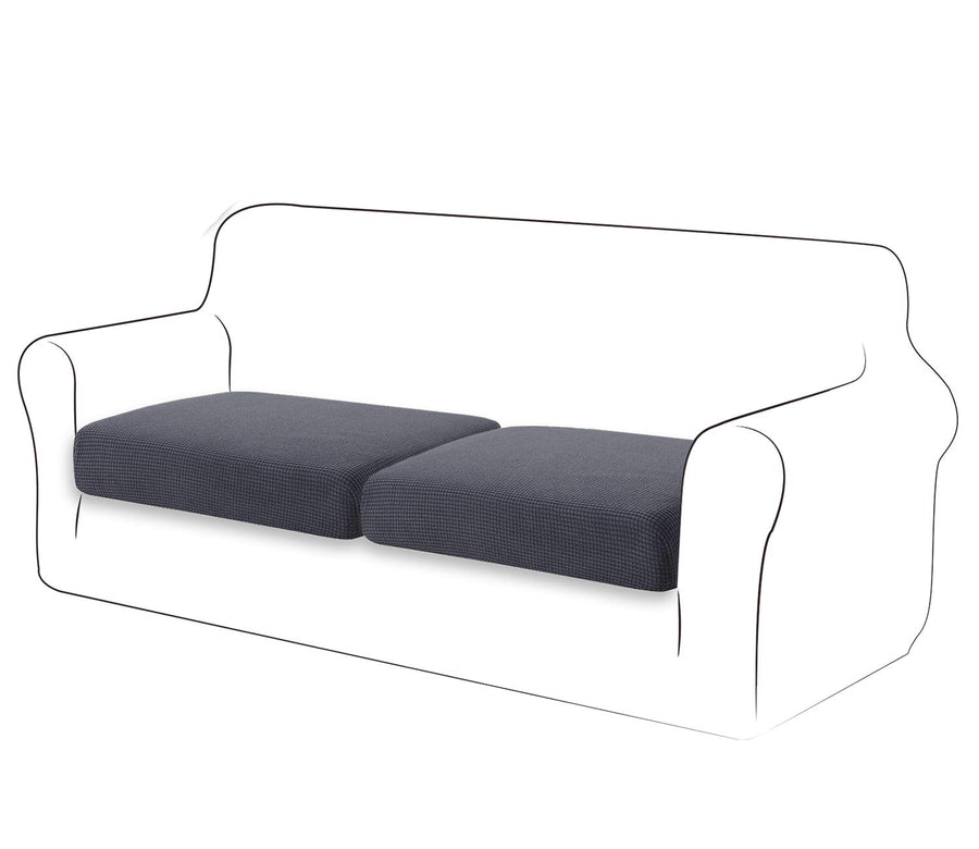 High Stretch Loveseat Cushion Cover, 1-Piece Jacquard Sofa Cushion slipcover for Loveseat, Durable Cushion Protector Furniture Cover Couch Seat Cover for 2 Cushion Couch(Medium, Gray)