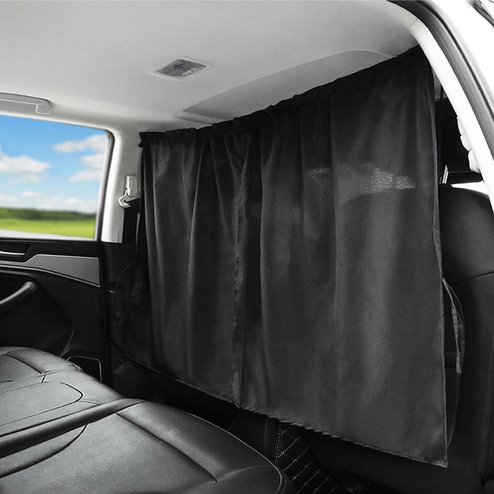 Car Divider Curtains Sun Shade-Privacy Travel Nap Night Car Camping Detachable Simple Curtain(Black)