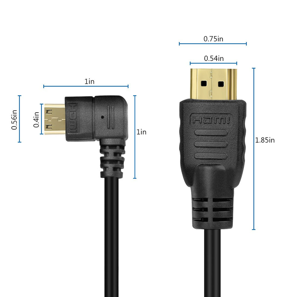 UCEC Mini HDMI to HDMI Cable Right-Angled Coiled HDMI t