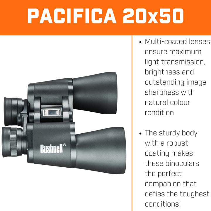 Pacifica 20 x 50mm Super High-Powered Porro Prism Binoculars
