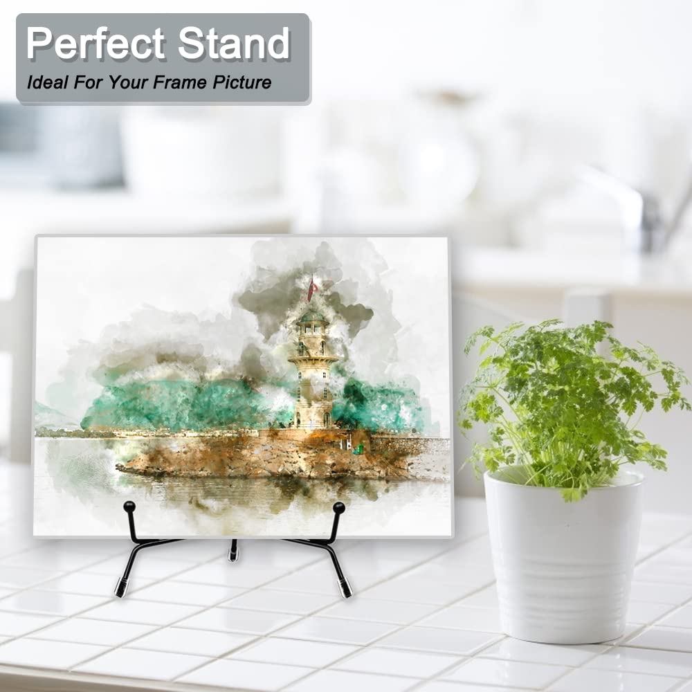 6 Pack 3 Sizes Iron Display Stand, Black Wire Iron Easel Plate Holder Dish Stand for Displaying Pictures, Decoration Plates, Books Dishes and Arts (4, 6, 8 inch)