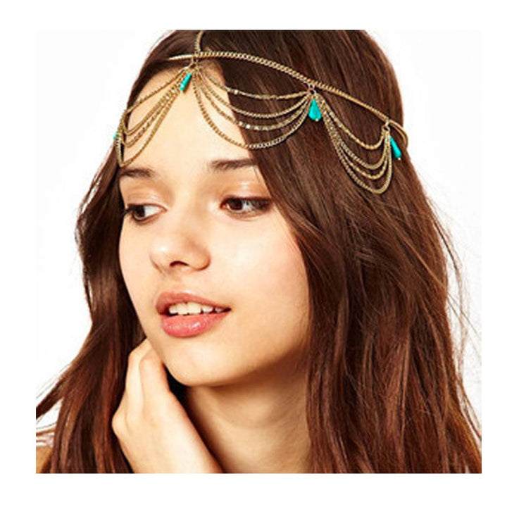 Minesign Headbands Jewelry Head Chain Boho Hair Accessories Turquoise Pearl Headpiece For Women Girls 4 Pack