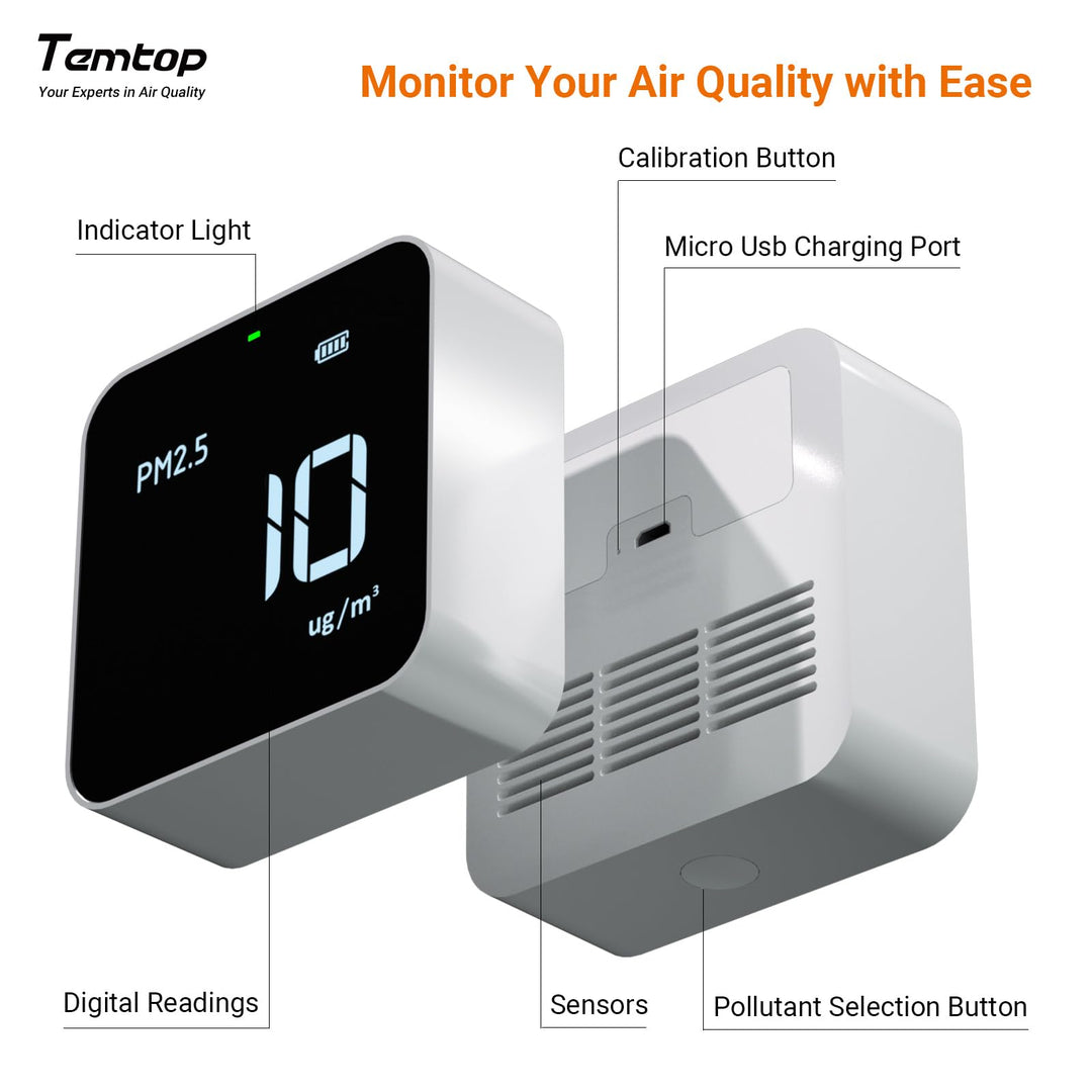 Indoor Air Quality Meters PM2.5 AQI Air Quality Monitor Home Air Testing Kit, P10