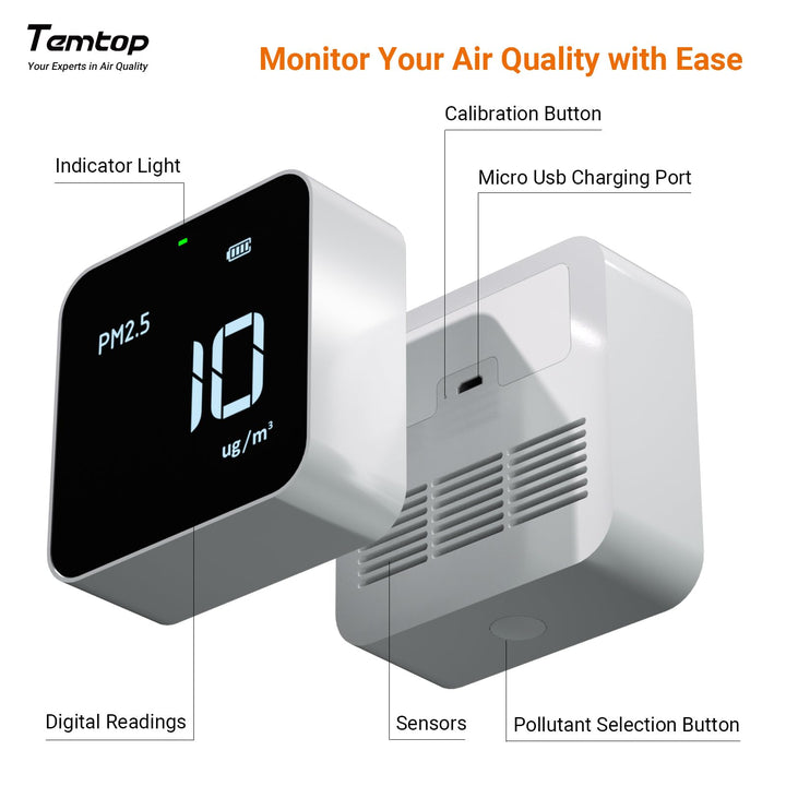 Indoor Air Quality Meters PM2.5 AQI Air Quality Monitor Home Air Testing Kit, P10