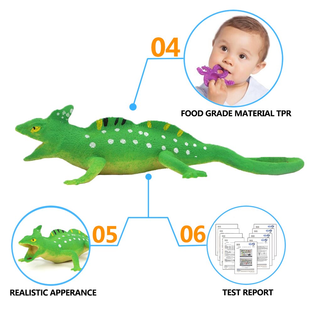 Lizards Toys,Super Stretches Material TPR,9-inch Rubber Lizard Figure Realistic Set(2 Packs) for Party Favors Boys Kids Learning Study-Bathtub Toy Iguana