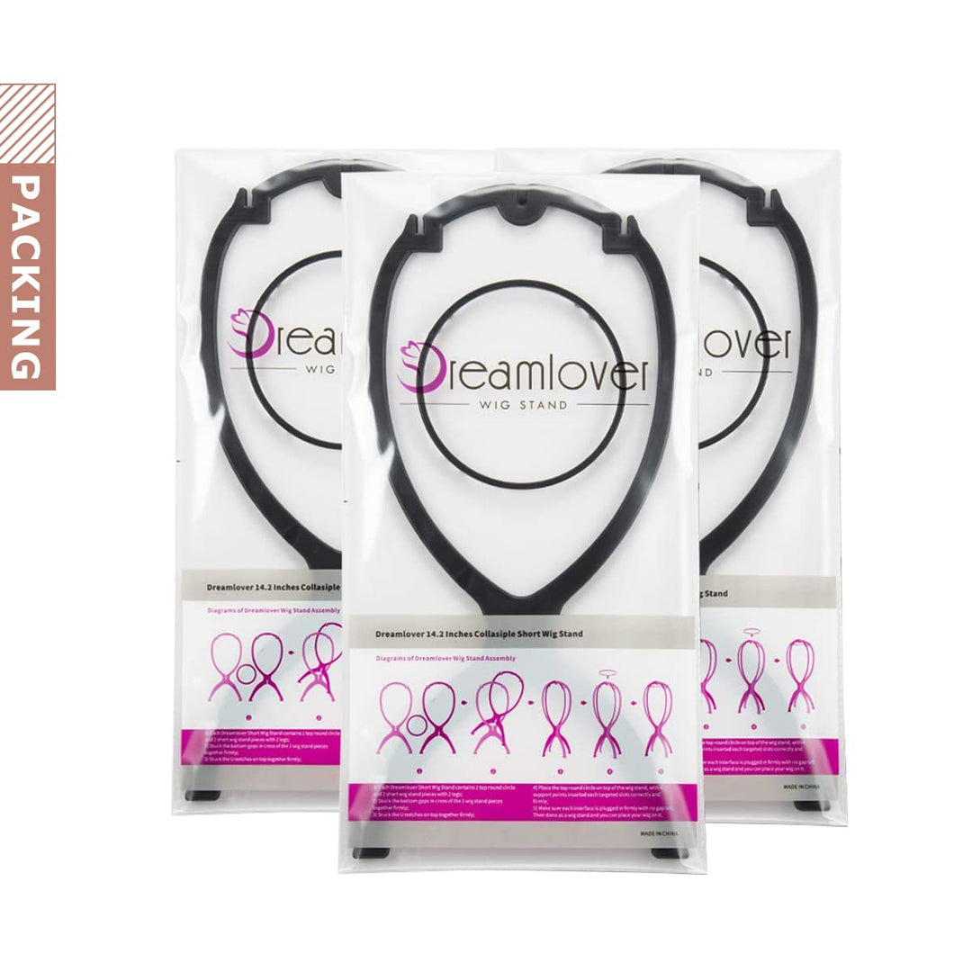 3 Pack Tall Wig Stands for All Wigs, 14.2 Inches Portable Collapsible Wig Dryer, Durable Wig Display Tool, Travel Wig Stands (Black)