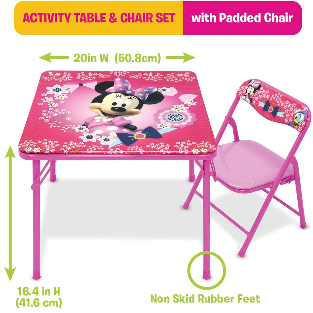 Minnie Mouse Table & Chair Set for Toddlers 24-48M, Includes 1 Table & 1 Chair [Amazon Exclusive] Table: 20L x 20W x 16.4H, Chair: 12L x 11.6W x 17H - Weight Limit: 70 lbs