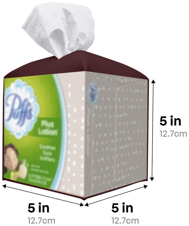 Tissue Box Cover, [Refined] Modern PU Leather Square Tissue Box Holder - Decorative Holder/Organizer for Bathroom Vanity Countertop, Night Stands, Office Desk &amp; Car 5X5X5 - Wine