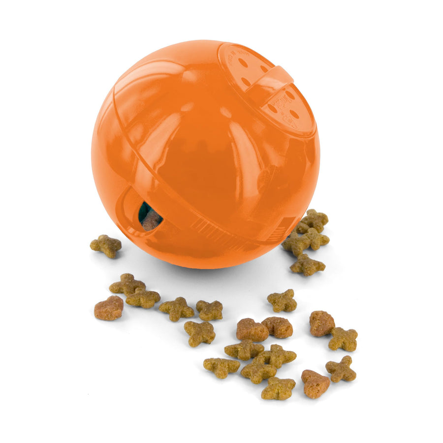 Slimcat Feeder Ball - Interactive Game for Your Cat - Fill with Food and Treats - Orange