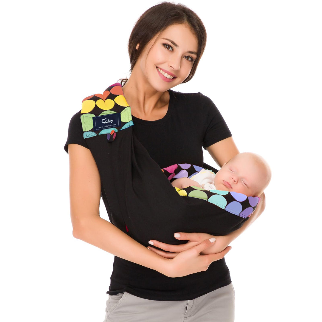 CUBY Baby Carrier, Natural Cotton Baby Sling Baby Holder Extra Comfortable for Easy Wearing Carrying of Newborn, Infant Toddler and Ideal for Baby Registry (Grey Animal)
