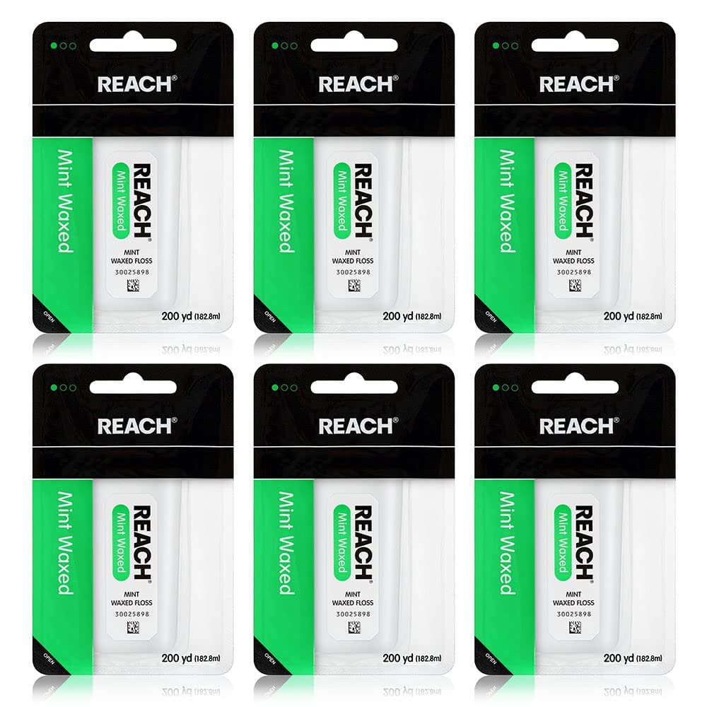 Mint Waxed Dental Floss, 200 Yards (Pack of 6)