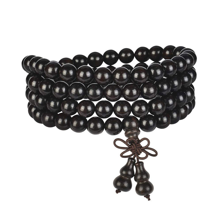 mala beads bracelet 108 8mm Beaded Necklace sandalwood elastic (Gourd - black sandalwood)