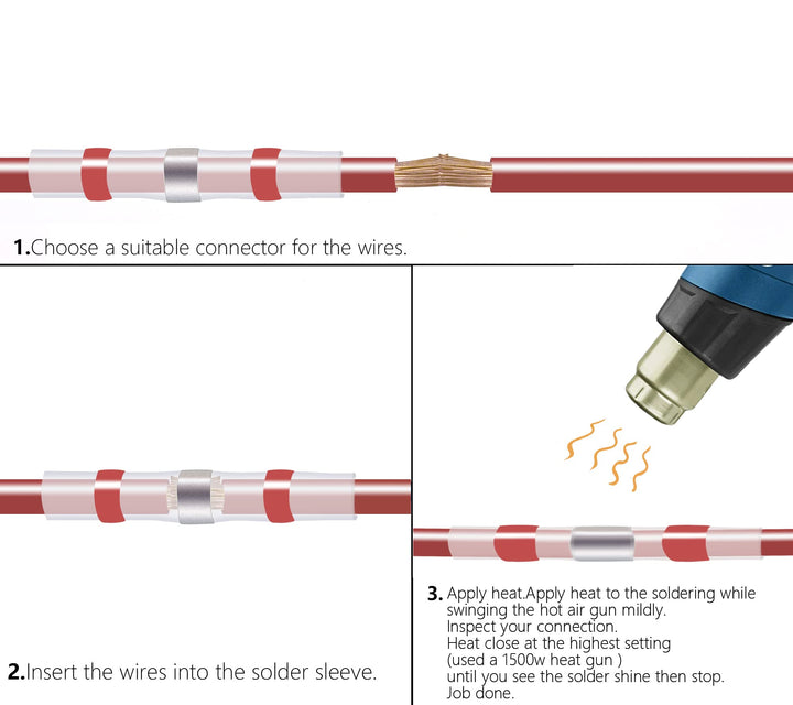 100 PCS 16-14 AWG Solder Seal Heat Shrink Wire Connector Kit Waterproof Connector Kit with Case Blue