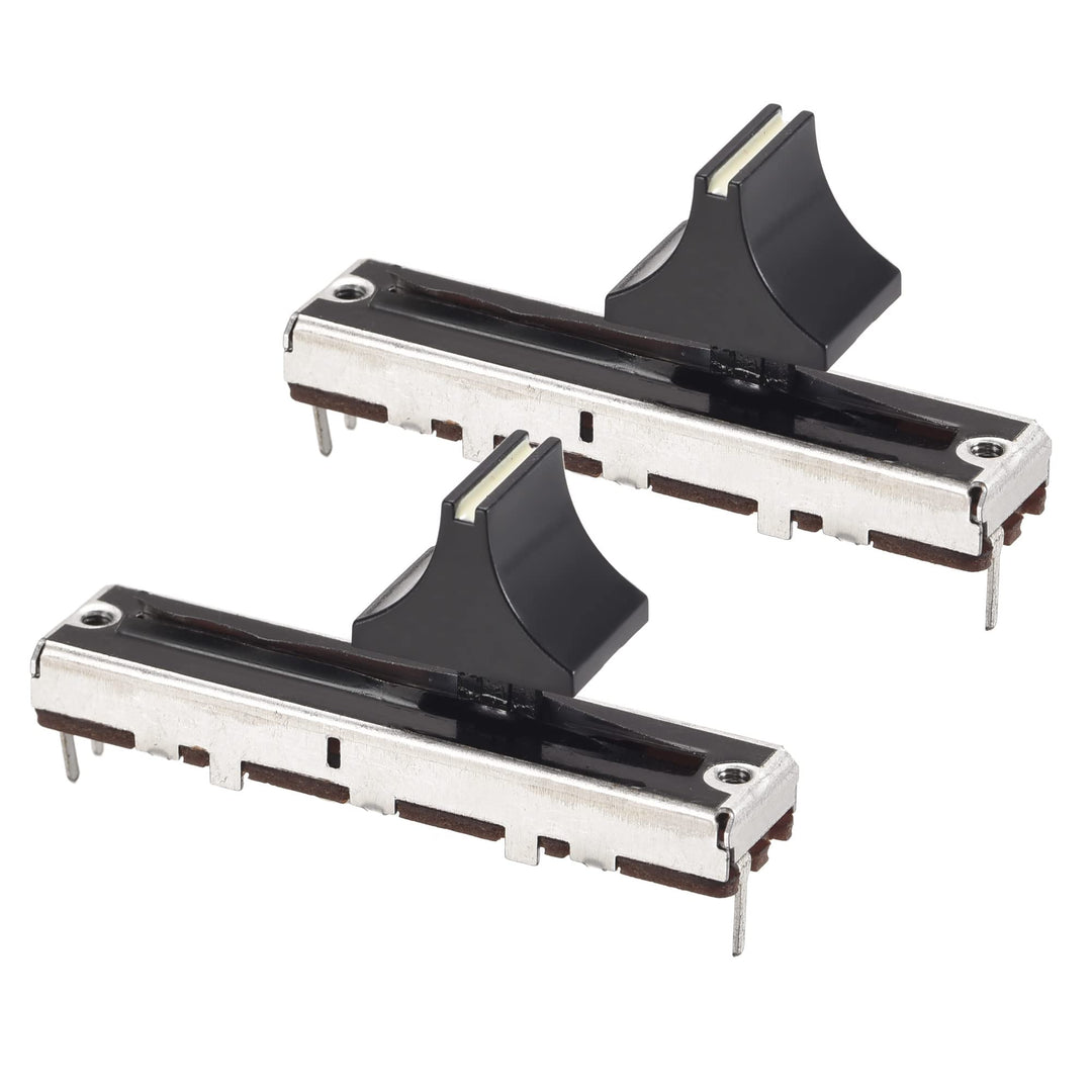 Fader Variable Resistors Mixer 45mm Straight Slide Potentiometer B10K Ohm with Black White Knobs 2pcs