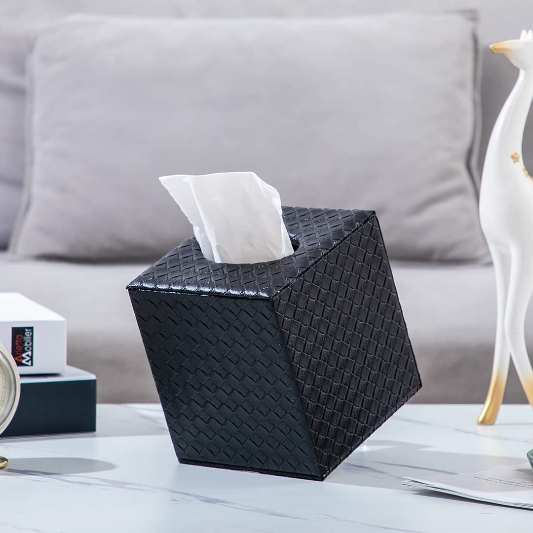 Black Tissue Box Cover,Square Tissue Box Cover,Black Tissue Box Holders,Tissue Holder for Bathroom Accessories,Bathroom Tissue Holders