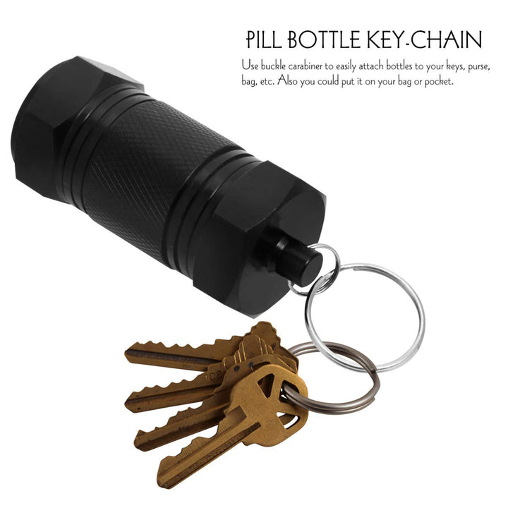 EXCEART 2pcs Mini Pill Fob Titanium Pill Holder with Keychain Waterproof Pill Case for Emergency Aspirin Nitroglycerin
