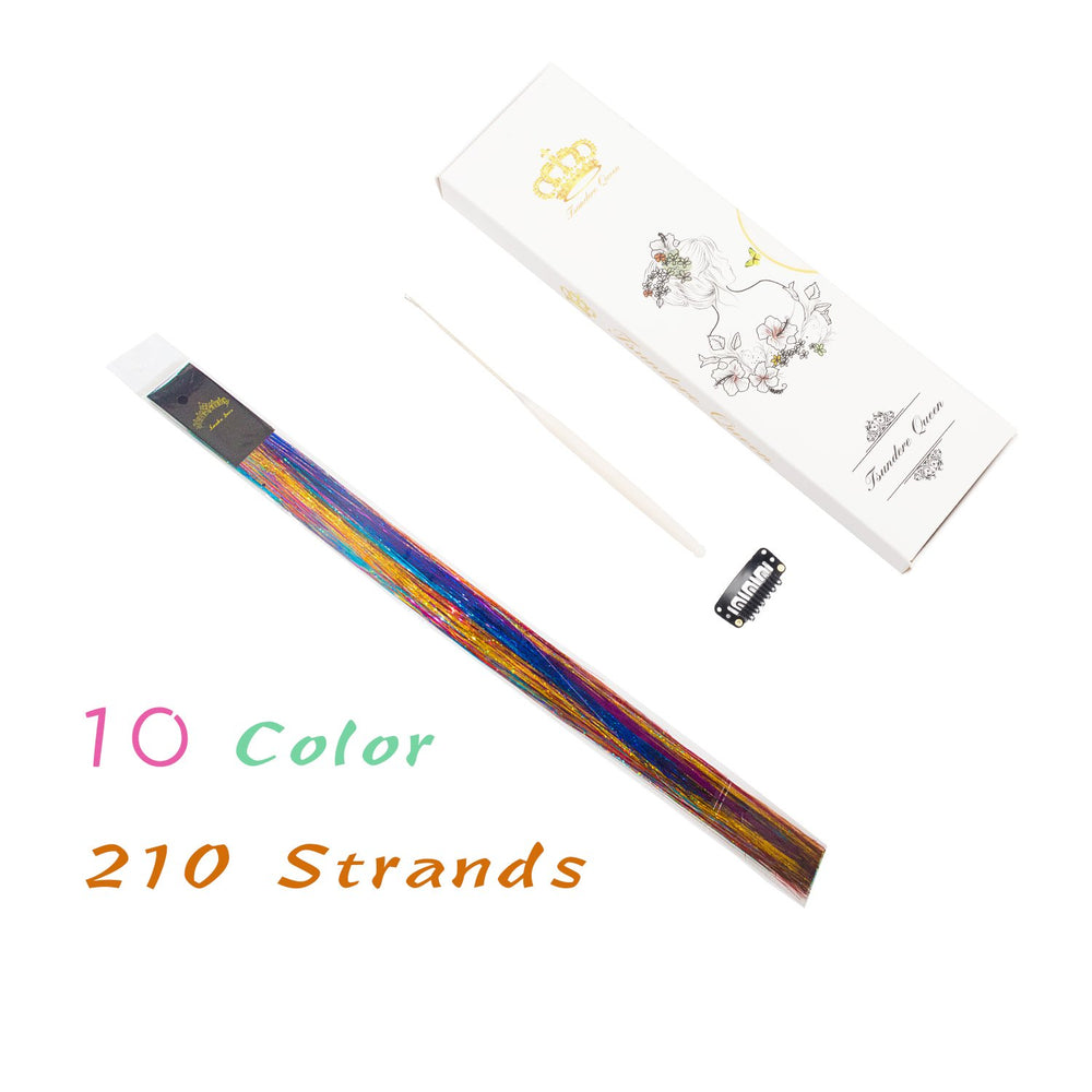40' Hair Tinsel 210 Strands 10 Color ï¼Ë†Sparking Gold, Green, Hot Pink, Rainbow, Champagne Gold, Crimson, Sky Blue, Sapphire Blue, Silver, Violet)