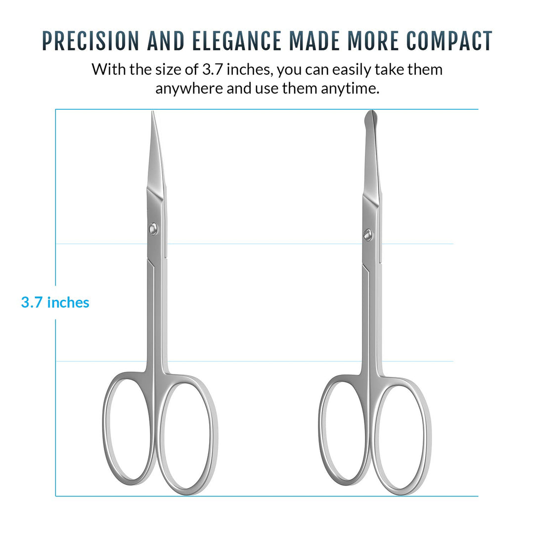 Facial Hair Scissors - Curved and Rounded - Eyebrow Scissors, Mustache, Nose Hair, Beard Trimming Scissors, Safety Use for Eyelashes and Ear Hair - Small Grooming Scissors for Women &amp; Men