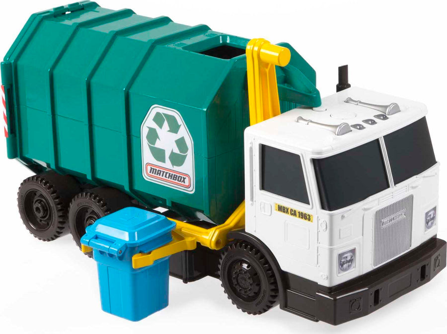 Cars, Large-Scale, 15-in Toy Recycling Truck with Garbage Bin, Lights and Sounds