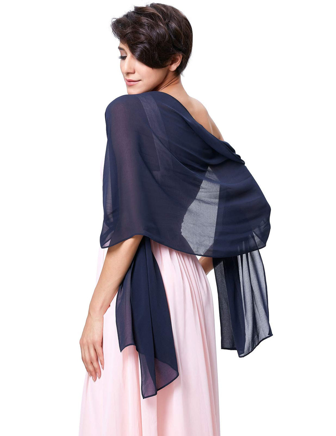 Solid Wedding Shawls Wraps Women&#39;s Evening Dress Scarves Navy Blue
