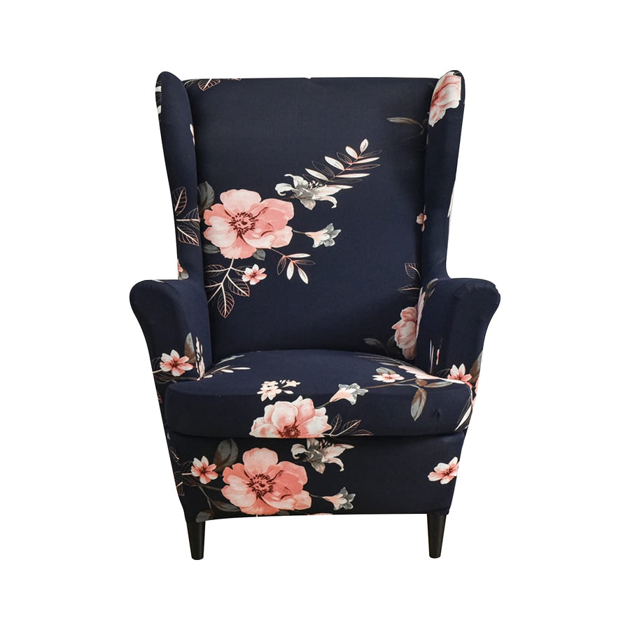 NILUOH Stretch Wingback Chair Cover 2-Piece Printed Win