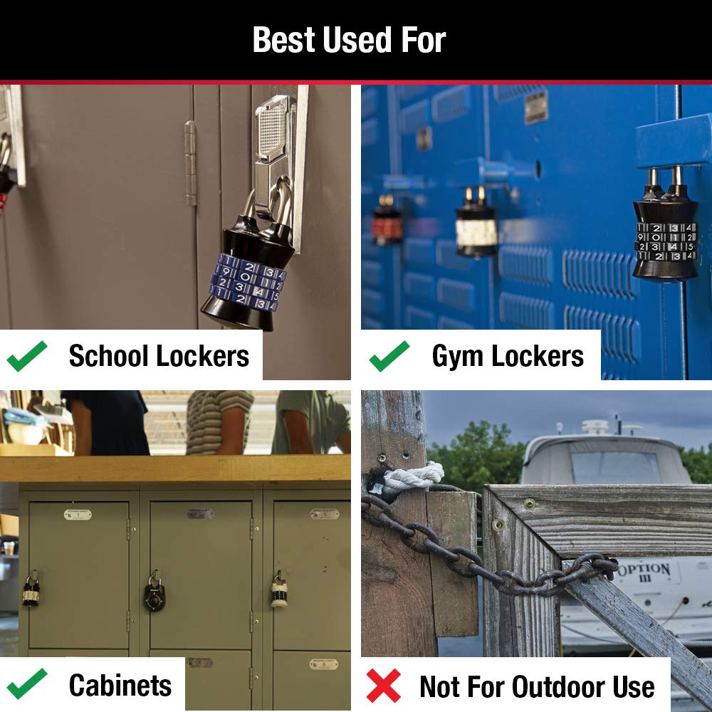 1535D Locker Lock Set Your Own Combination Padlock, 1 Pack, Colors May Vary