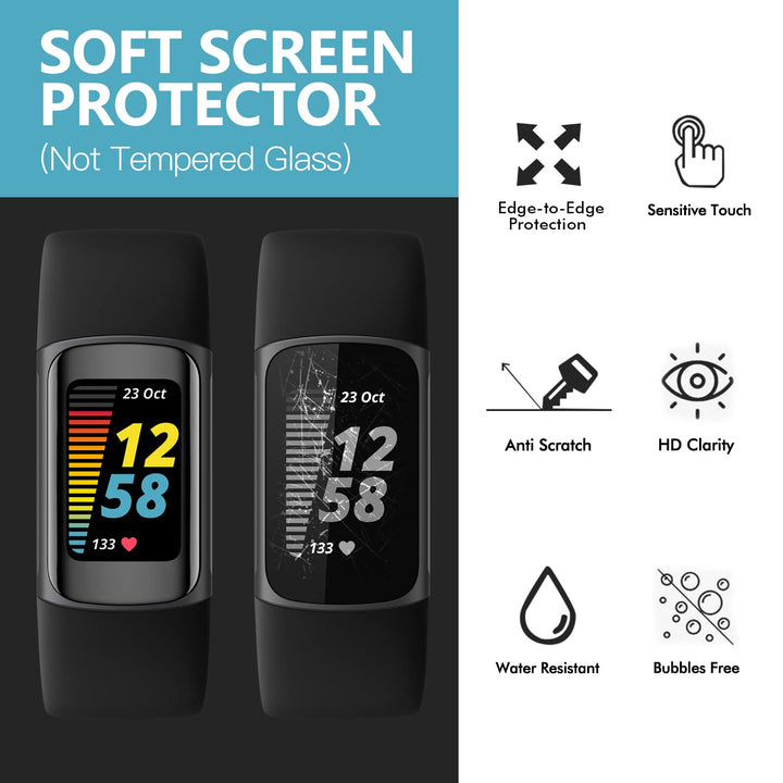 EZCO 4-Pack Screen Protector Compatible with Fitbit Cha