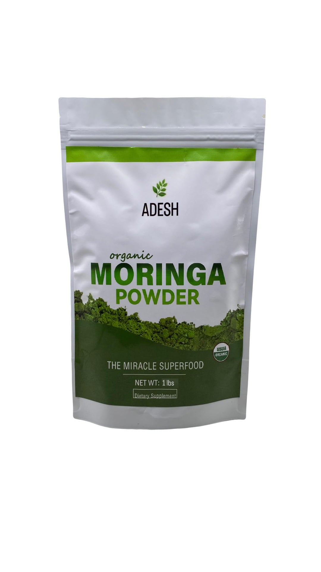 Adesh Moringa Powder 16g|100% Pure Moringa Leaf Powder |Non GMO, Metabolism & Immune Support. Perfect for Smoothies and Drinks. Pure Supergreen, Vegan Greens, and Nature's Multivitamin (1lb)