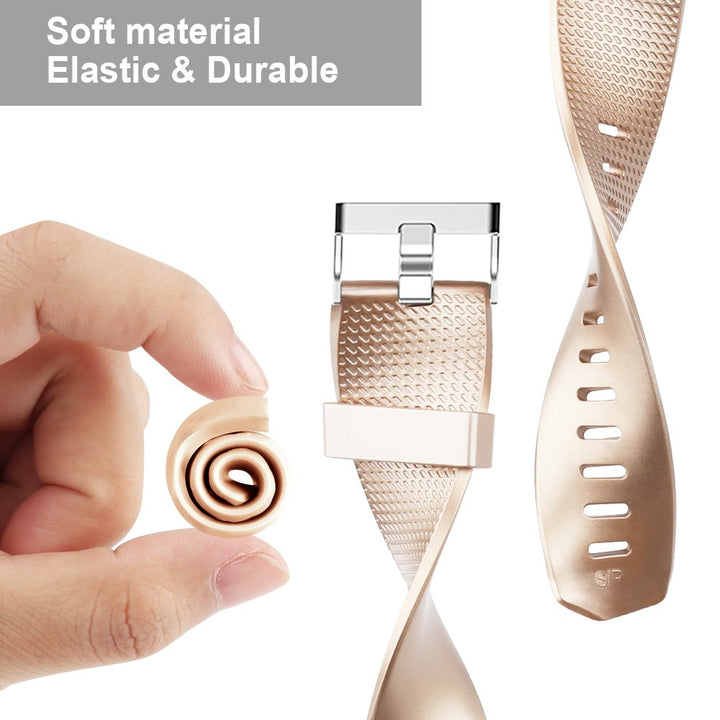 4 Pack Sport Bands Compatible with Fitbit Charge 2 Bands, Replacement Wristbands for Women Men Small/Large (Black/Champagne/Rose Gold/Silver, Small)