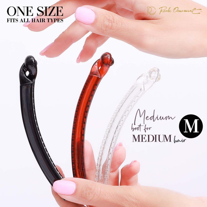 6 Pcs Womens Thin Banana Ponytail Maker Holder Cute Secure Grip Hair No Slip Girls Ladies Beauty Fashion Accessory Clamp Clasp Clip, Medium Clear Brown and Black