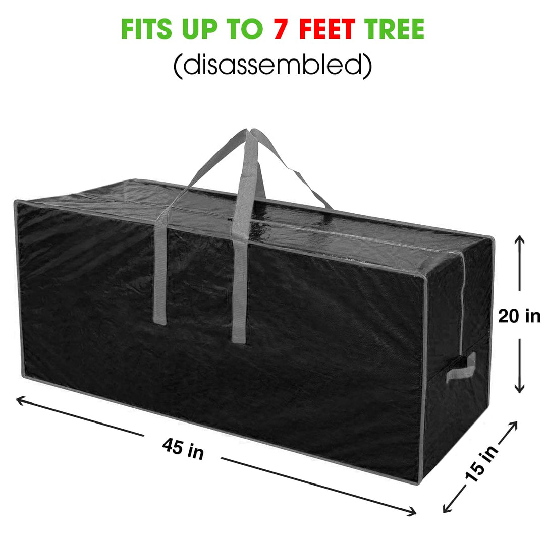 Christmas Tree Storage Bag | Fits Up to 7.5 Ft. Tall Disassembled Tree I 45x15x20 Holiday Tree Storage Case | Protective Zippered Artificial Xmas Tree Bag (7.5ft, Black)