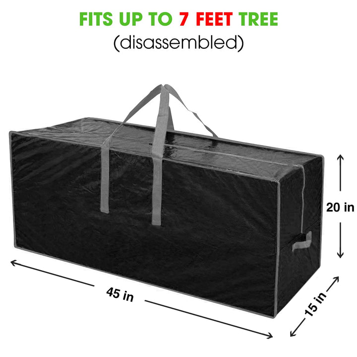 Christmas Tree Storage Bag | Fits Up to 7.5 Ft. Tall Disassembled Tree I 45x15x20 Holiday Tree Storage Case | Protective Zippered Artificial Xmas Tree Bag (7.5ft, Black)