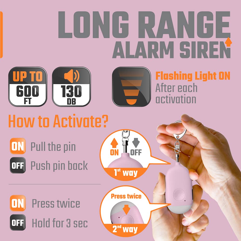 Rechargeable Self Defense Keychain Alarm – 130 dB Loud 