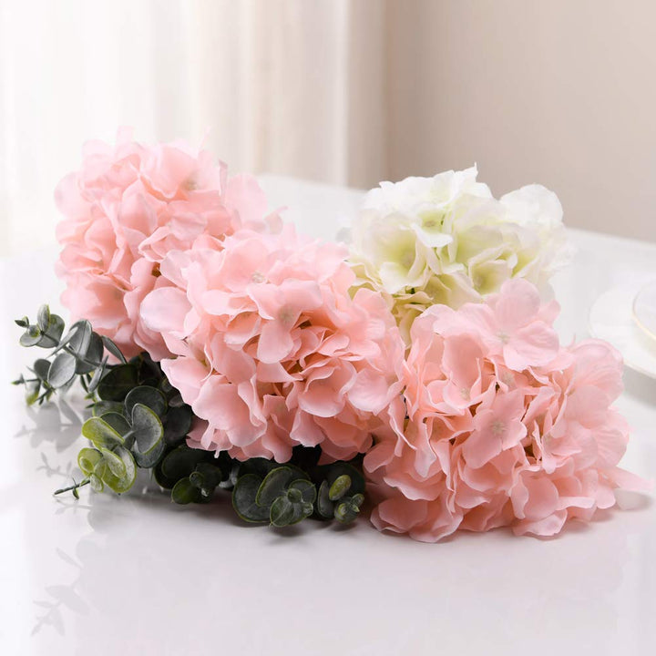 Blush Artificial Flowers Hydrangea Silk Flowers 10pcs Full Fake Hydrangea Flowers Artificial with Stems for Wedding Home Party Shop Baby Shower Blush Decoration
