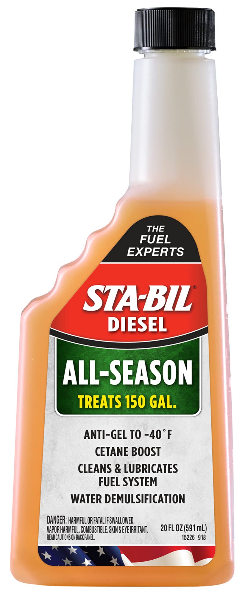 Diesel All-Season - Anti-Gel - Cetane Boost - Cleans And Lubricates Fuel System - Water Demulsification - Treats 150 Gallons -Effective In All Diesel And Bio-Diesel, 20 fl. oz. (15226) , Orange