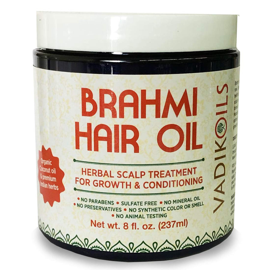Brahmi Hair Oil (8 oz) All natural herbal hair oil for hair growth, hair conditioning, dandruff and dry scalp with Rosemary Oil | Herbal scalp treatment
