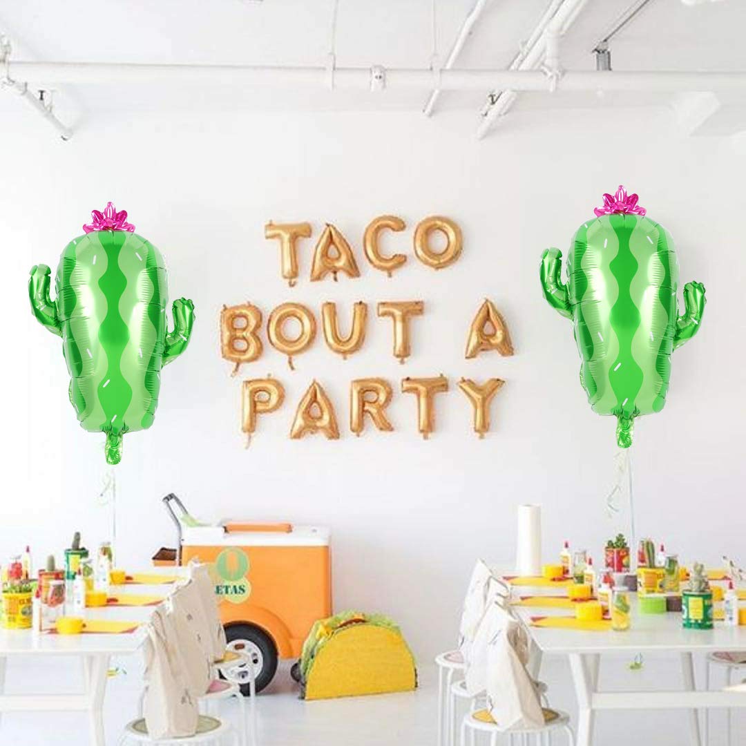 Cactus Foil Mylar Balloon Birthday Party Decoration Mexican Final Fiesta Theme Party and Taco Bout a Paty Large Green 2 Pieces