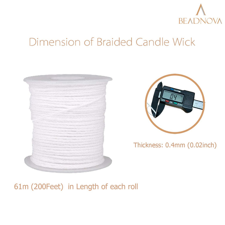 Candle Wick 400 ft Braided Cotton Candle Wick Core Braided Wick for Candle Making and Candle DIY (122m/134yard/400 Foot)