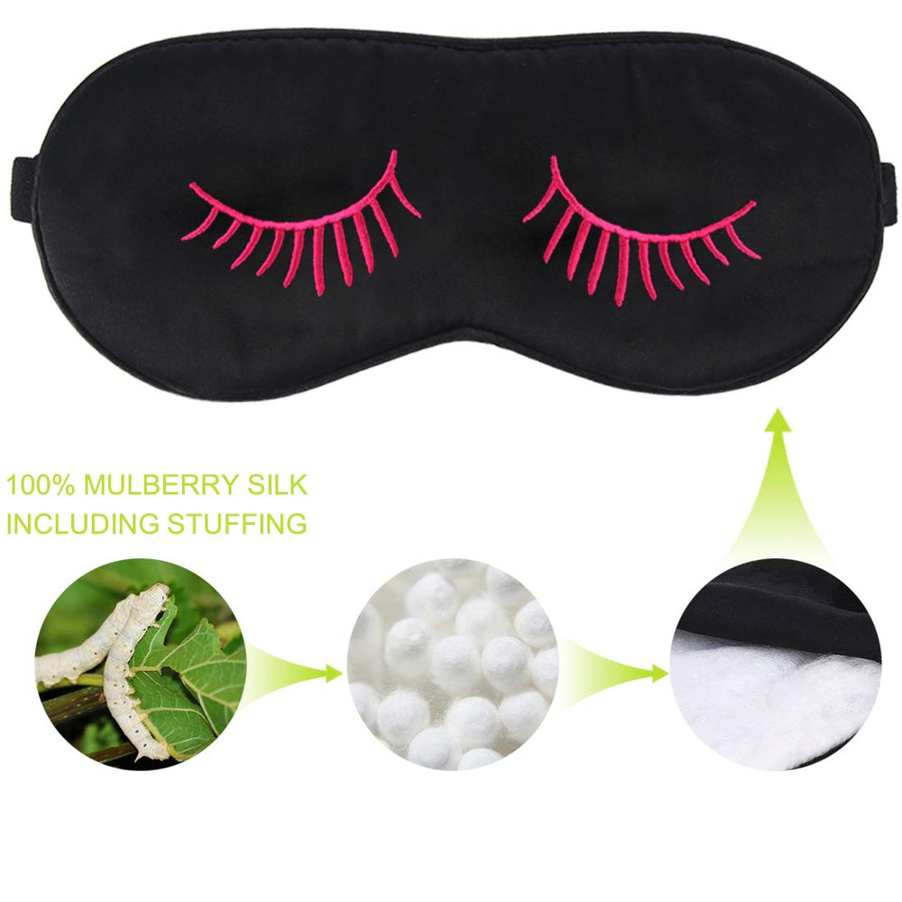 Fitglam Natural Silk Sleeping Mask with Eyelashes Patte