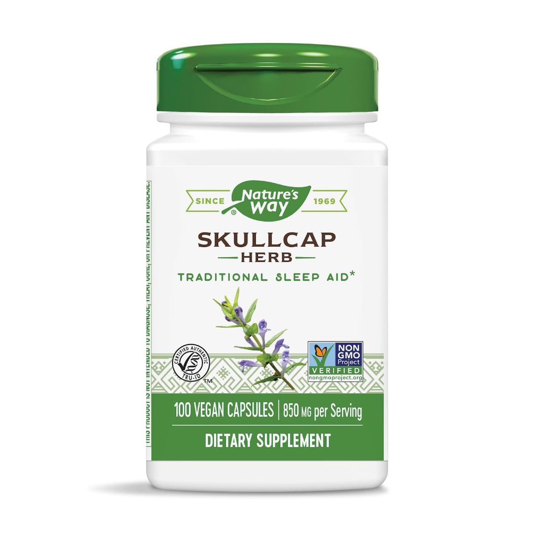 Nature&#39;s Way Skullcap Herb - Traditional Herbal Sleep Support* - Skullcap Herb - Non-GMO Project Verified - Gluten Free &amp; Vegan - 100 Vegan Capsules