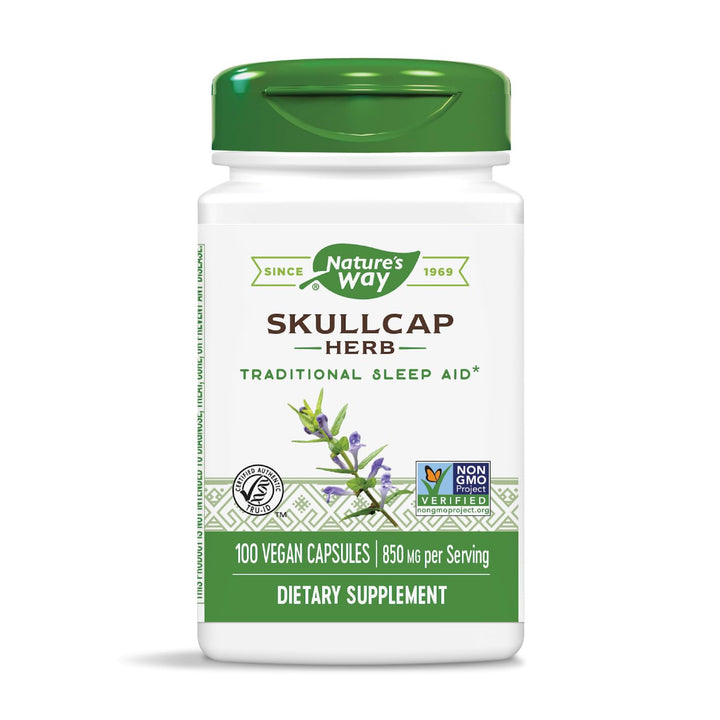 Nature&#39;s Way Skullcap Herb - Traditional Herbal Sleep Support* - Skullcap Herb - Non-GMO Project Verified - Gluten Free &amp; Vegan - 100 Vegan Capsules