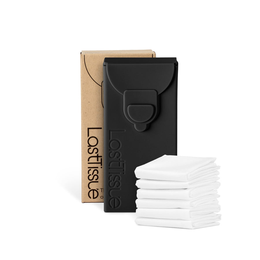 ® Reusable Cotton Tissue Pack – Sustainable, Durable, Eco-Conscious, Portable & Washable Facial Tissues for Men and Women with Travel Handkerchief Storage Case